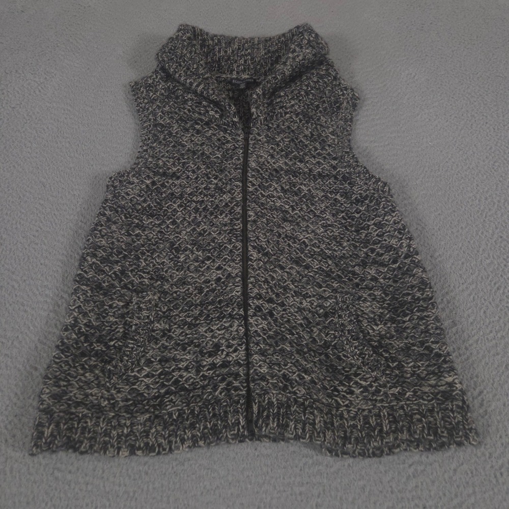 Eileen Fisher Vest Womens Large Gray Yak Merino Wool Zip Up‎ Marled Chunky Knit